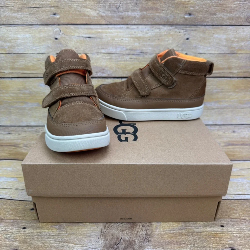 UGG Rennon II Weather‎ Chestnut Brown Suede Waterproof Kids Sneakers 1130292T 10